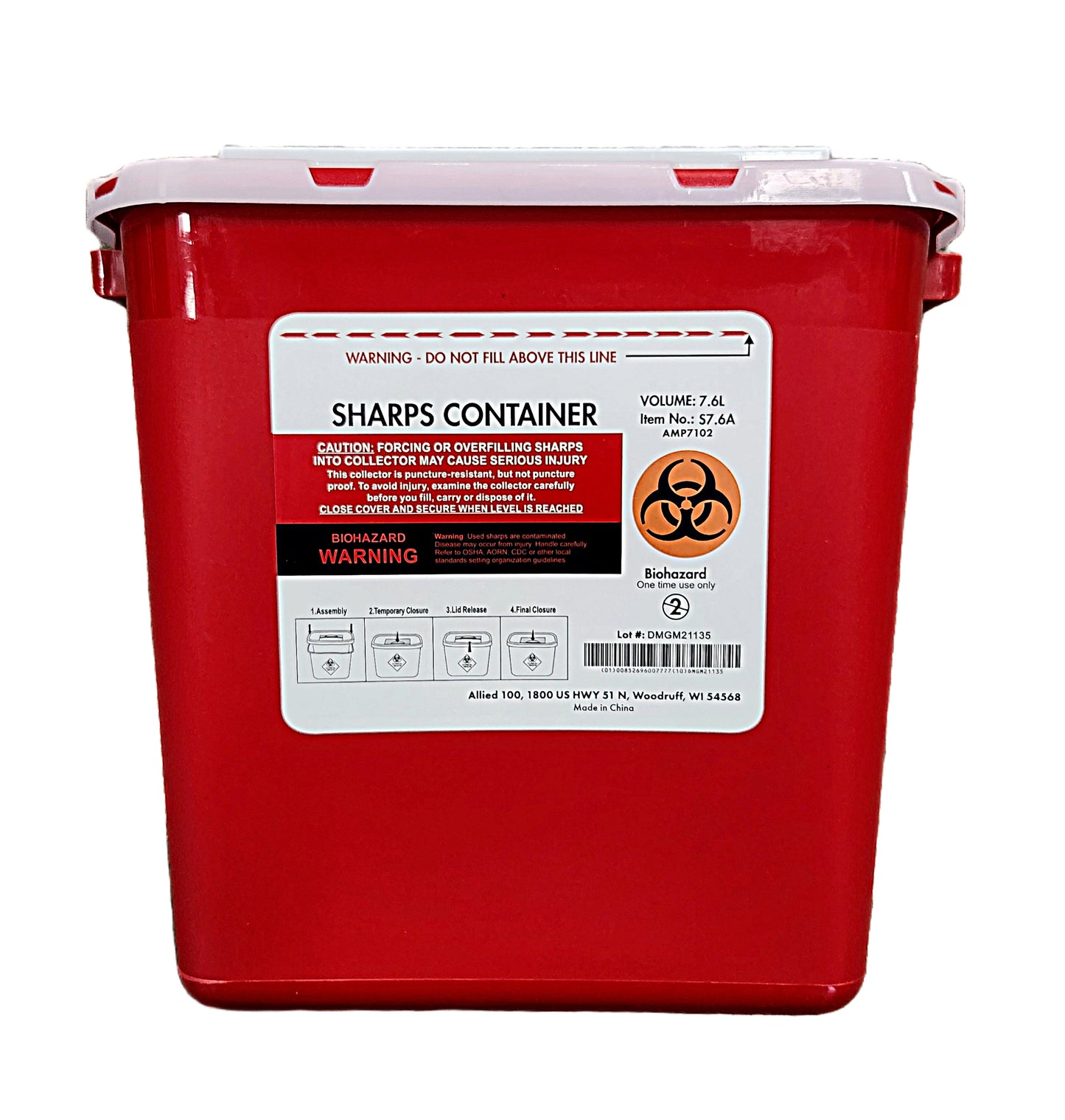 2 Gallon Sharps Container (Red)(SC03)